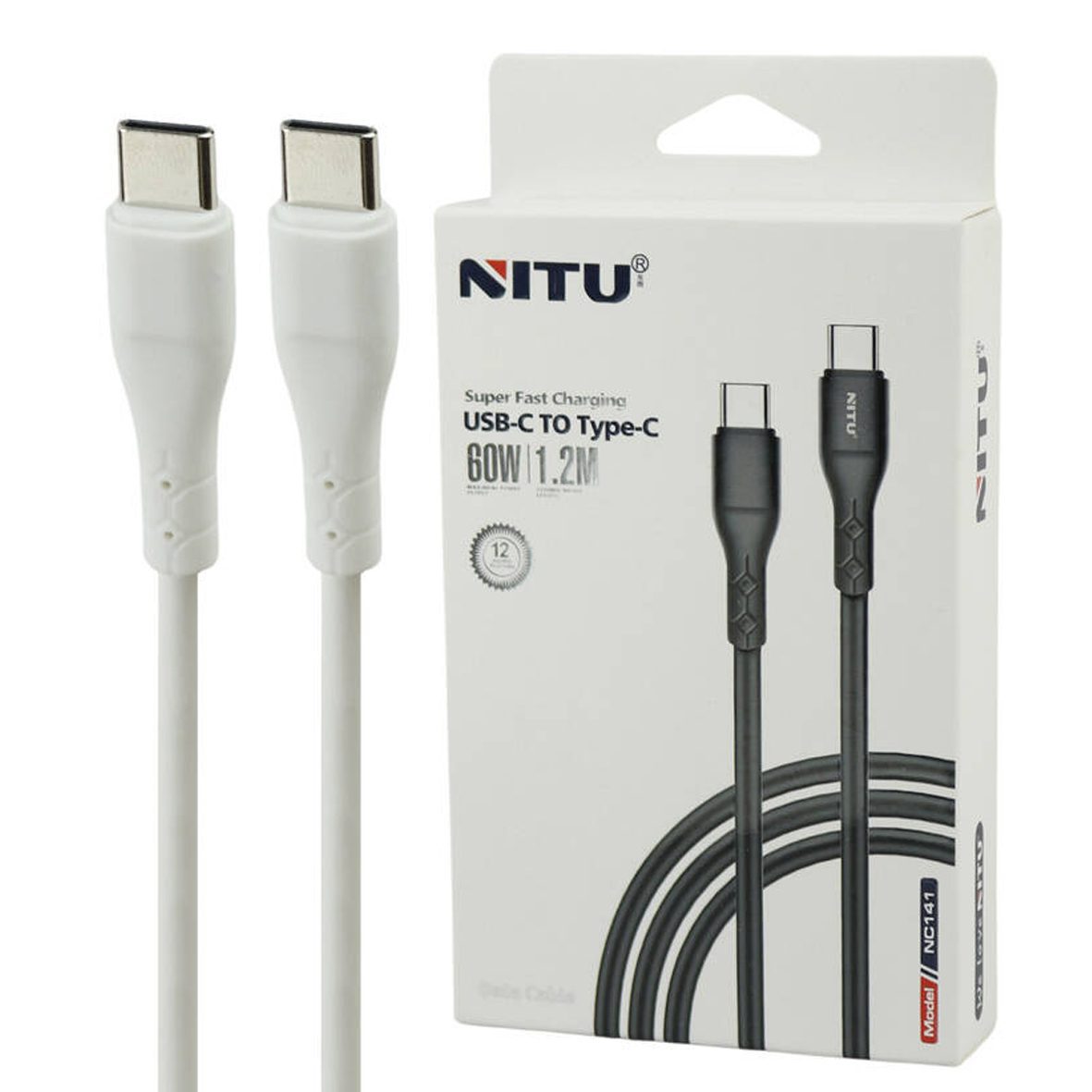 1627 کابل تایپ سی به تایپ سی نیتو مدل NITU NC141 USB-C TO TYPE-C