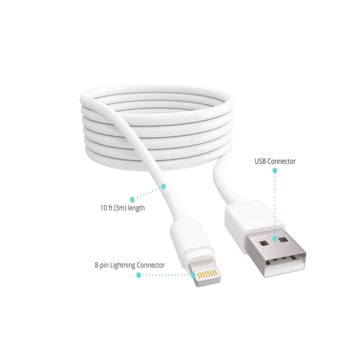 3241567586541 کابل شارژ آیفون 3 متری — تصویر 2