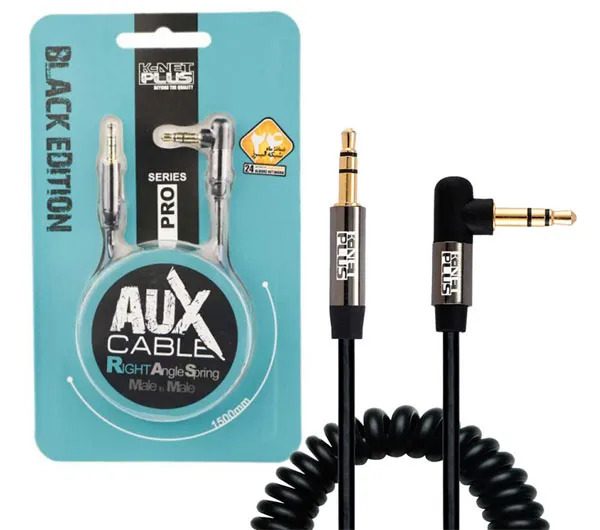 کابل AUX فنری 90 درجه مدل KP-C1010 طول 1.5 متر کی نت پلاس ا 90 degree spring AUX cable model KP-C1010 length 1 — تصویر 3