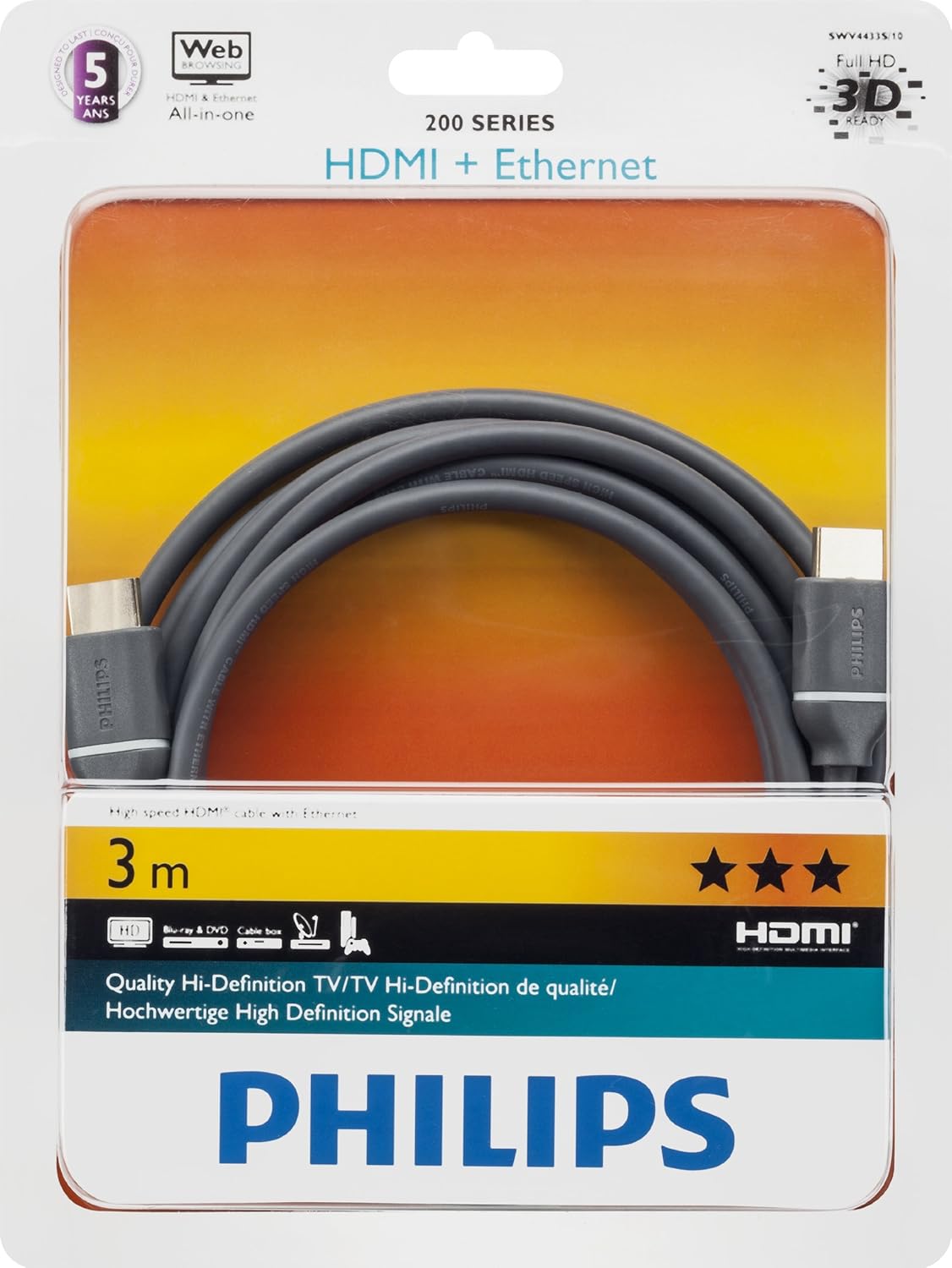 کابل اورجینال فیلیپس مدل PHILIPS HDMI CABLE SWV 4433 S/10 — تصویر 2