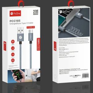 کابل تبدیل USB به Type-C پرووان مدل PCC185 طول 2 متر ا ProOne PCC185 USB to Type-C 2 Meter Cable — تصویر 2