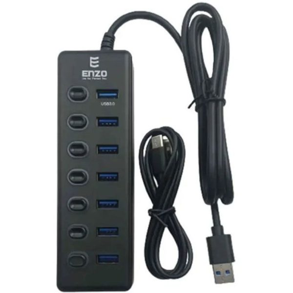 هاب 7 پورت USB3.0 +کابل برق انزو Enzo UH-70A — تصویر 4