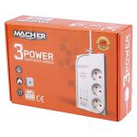 محافظ برق یخچال 3 خانه مچر Macher MR-204 به طول 1.8 متر ا Macher 1.8m Voltage Protector 3 plug — تصویر 3