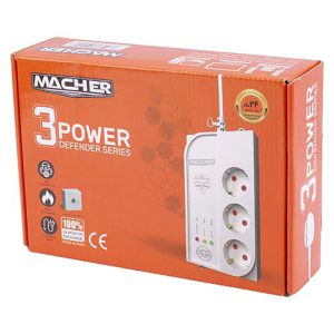 محافظ برق یخچال 3 خانه مچر Macher MR-204 به طول 1.8 متر ا Macher 1.8m Voltage Protector 3 plug — تصویر 3