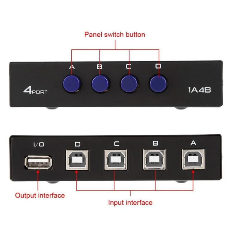 هاب سوئیچ 4 پورت پرینتر رویال مدل 1A4B ا Hub switch 4 port printer royal model 1A4B