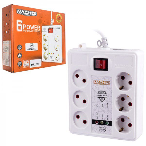 محافظ برق 6 خانه آرت دار مچر مدل MR-227 با طول 3 متر