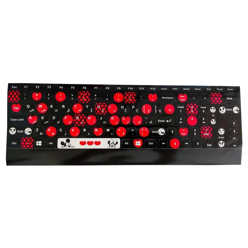 Miky-mouse-English-Persian-Keyboard-Lable برچسب حروف فارسی طرح میکی موس