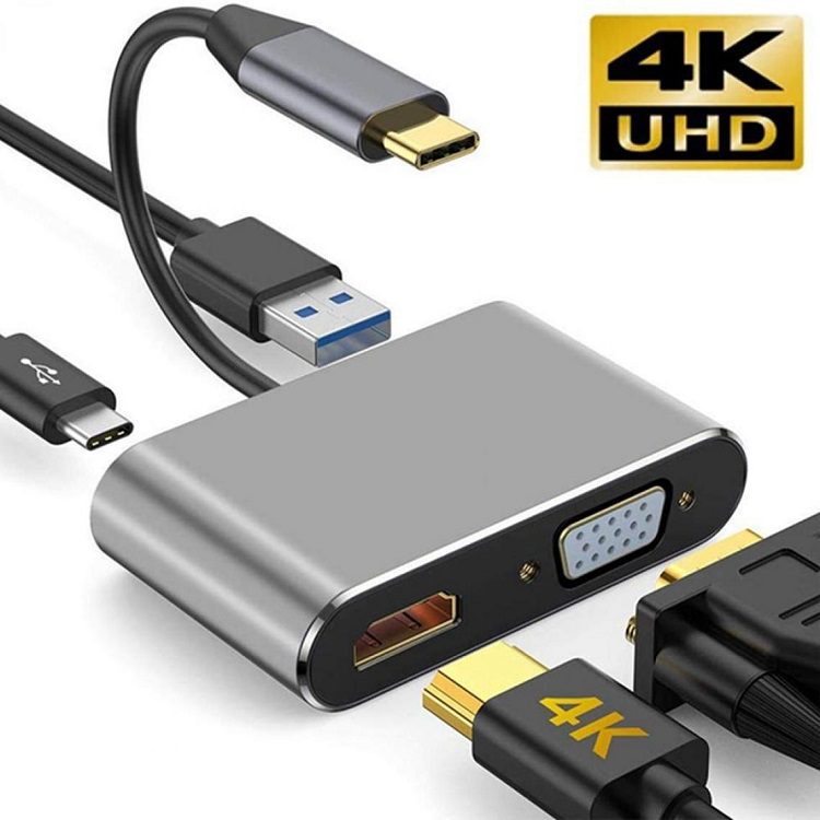 هاب 4 پورت تایپ سی Type-C To HDMI 4 In 1 Adapter کد 5254 - سیکاس کالا سیکاس کالا هاب 4 پورت تایپ سی Type-C To HDMI 4 In 1 Adapter کد 5254