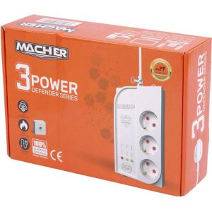 محافظ برق یخچال و فریزر 3 خانه مچر با کابل 3 متری ا Macher Voltage Protector 3m — تصویر 3