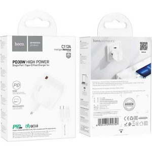 شارژر 30 وات هوکو مدل C112A به همراه کابل تایپ سی به لایتنینگ ا HOCO Fast Charging Wall Charger C112A 30W کد 6569 - سیکاس کالا شارژر 30 وات هوکو مدل C112A به همراه کابل تایپ سی به لایتنینگ ا HOCO Fast Charging Wall Charger C112A 30W — تصویر 4