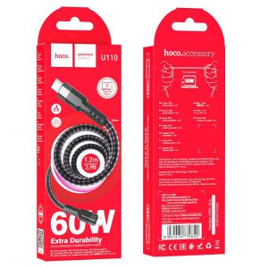 کابل شارژ تایپ سی هوکو مدل U110 60W طول 1.2 متر — تصویر 2