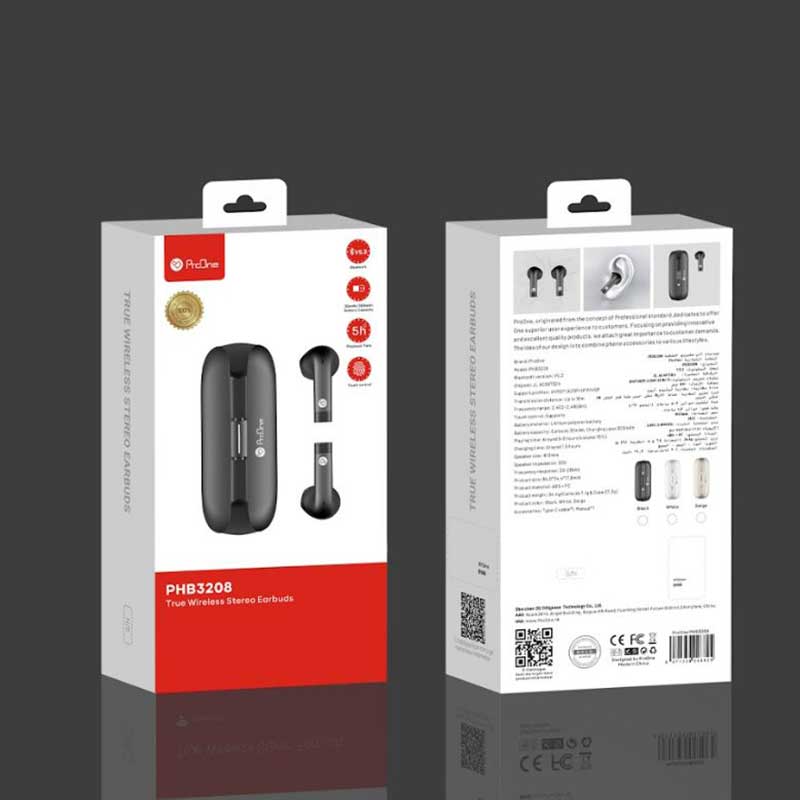 ProOne-PHB3208-Bluetooth-Earbuds-01 هندزفری بلوتوثی پرووان مدل PHB3208 — تصویر 3
