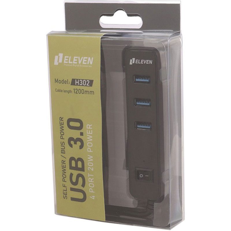 ELEVEN-H302-USB3.0-4PORT-HUB-01 هاب USB3 الون 4 پورت مدل H302 ا ELEVEN H302 USB3.0 4PORT HUB — تصویر 2