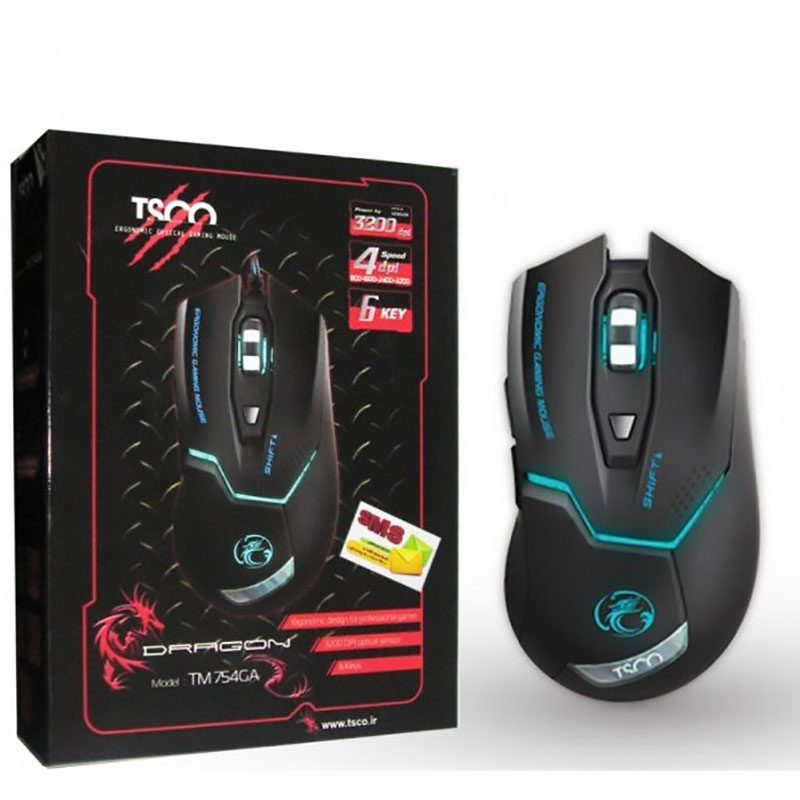ماوس مخصوص بازی تسکو مدل Dragon TM 754GA ا TSCO Dragon TM 754GA Gaming Mouse کد 6796 - سیکاس کالا ماوس مخصوص بازی تسکو مدل Dragon TM 754GA ا TSCO Dragon TM 754GA Gaming Mouse — تصویر 2