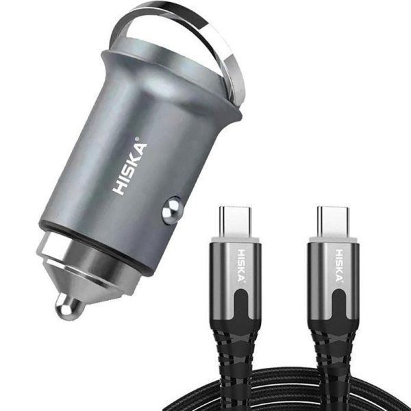 شارژر فندکی هیسکا مدل HCC-306 همراه با کابل USB-C