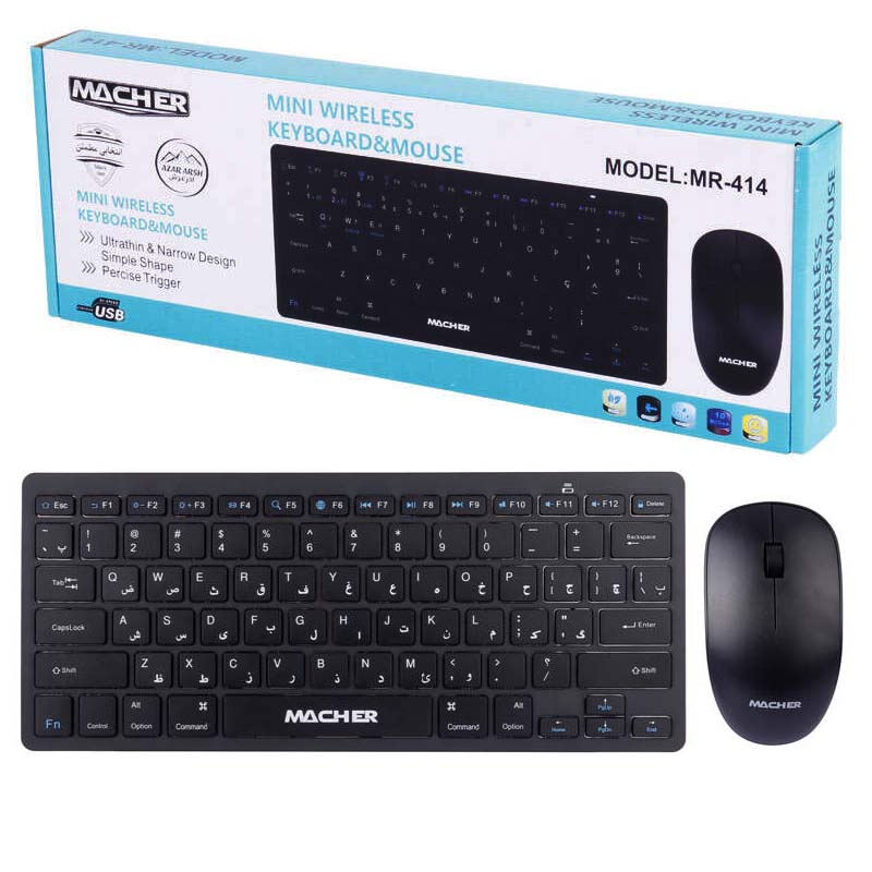 کیبورد و ماوس بی سیم مچر MR-414 کد 4947 - سیکاس کالا کیبورد و ماوس بی سیم مچر MR-414