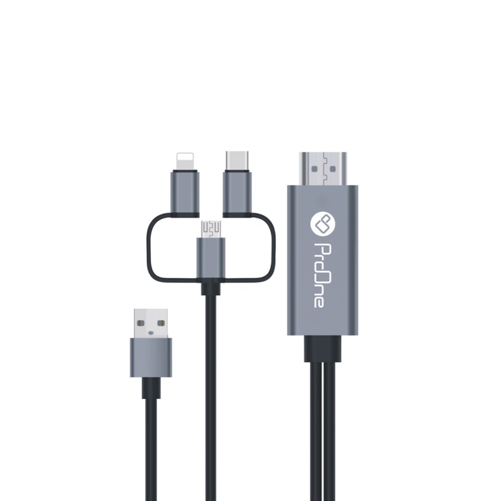 کابل تبدیل HDMI به USB-C / microUSB / Lightning پرووان مدل ProOne PCH70 طول 1.8متر — تصویر 2