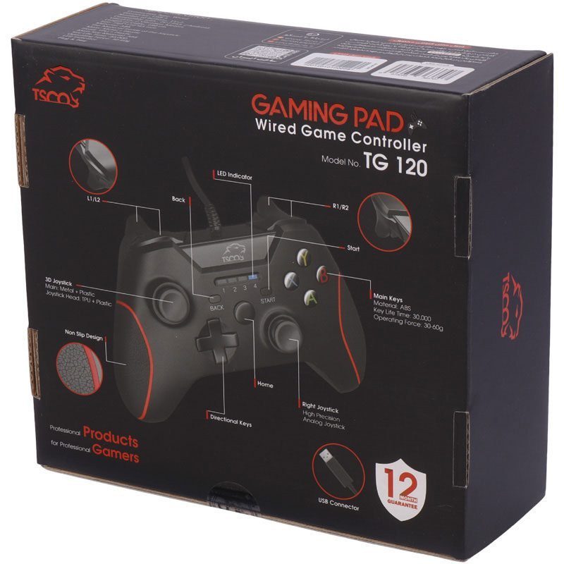 TSCO TG120 Wired Gamepad 01 دسته بازی تک شوکدار سیمی TSCO TG120 ا TSCO TG120 Wired Gamepad — تصویر 2