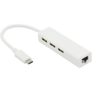 هاب تبدیل Type-C به اترنت شبکه و هاب USB با 3 پورت