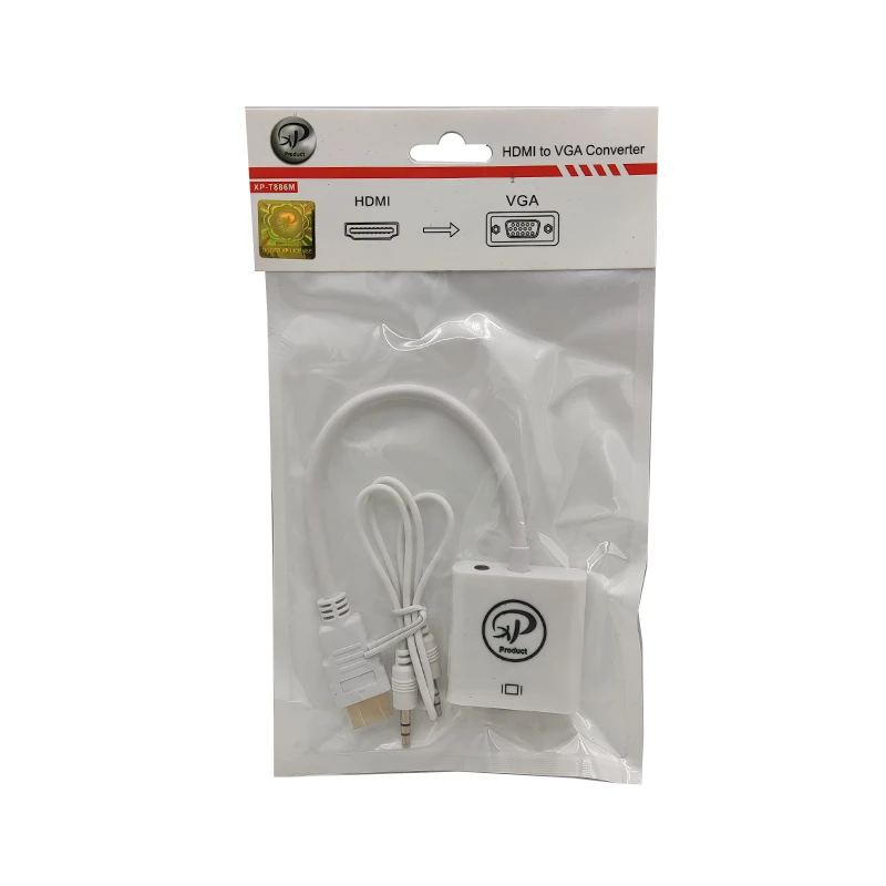 تبدیل-HDMI-به-VGA-ایکس-پی-پروداکت-مدل-XP-T886 تبدیل XP-Product XP-T886 HDMI To VGA + کابل صدا