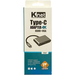 هاب تبدیل Type-C به HDMI / VGA کی نت مدل K-COUC30HV ا Knet K-COUC30HV Type-C To HDMI / VGA Convertor — تصویر 2