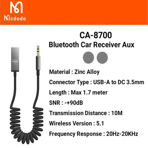 گیرنده بلوتوث صدا برق مستقیم مک دودو مدل Mcdodo 8700 ا Mcdodo Aux To Bluetooth Converter 8700 — تصویر 3