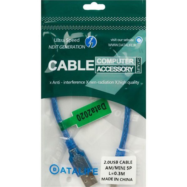 کابل مینی یو اس بی DataLife 30 cm ا DataLife 30cm 5Pin Mini USB Cable