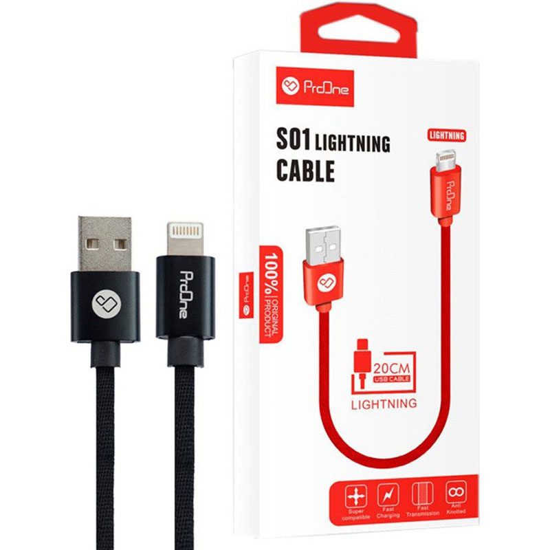 ProOne-S01-Series-PCC120-20cm-USB-To-Lightning-01 کابل کوتاه آیفونی ProOne S01 Series PCC120 20cm ا ProOne S01 Series PCC120 20cm USB To Lightning cable — تصویر 2