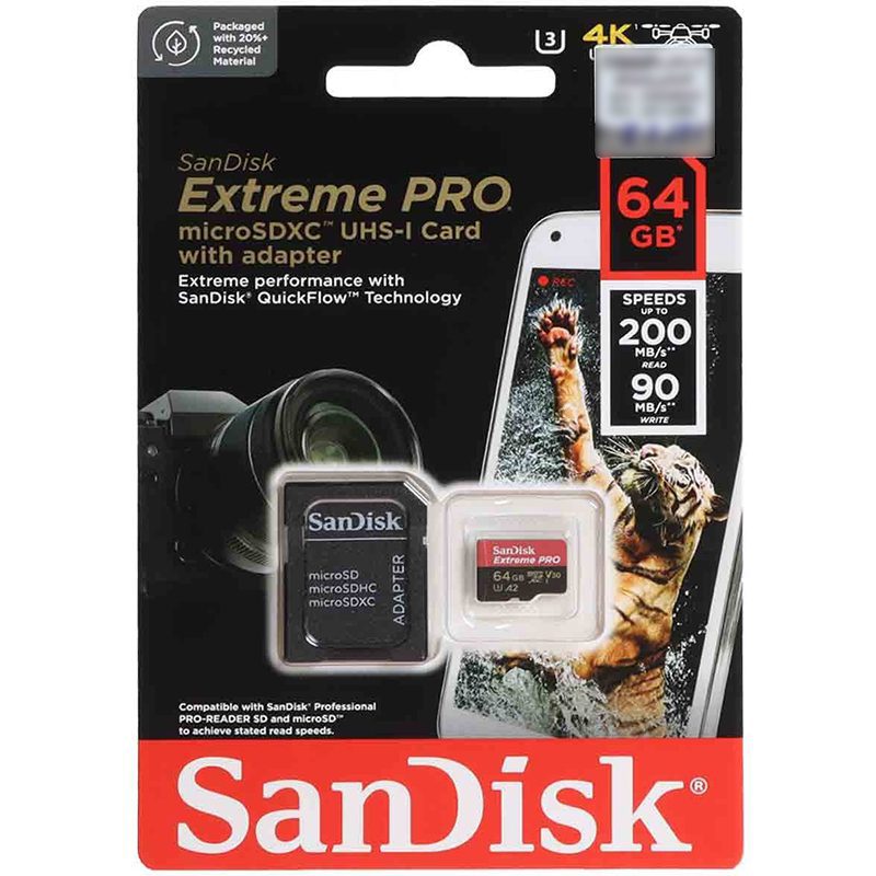 Sandisk-Extreme-PRO-microSDXC-adapter-UHS-I-U3 کارت حافظه microSDXC سن دیسک مدل Extreme PRO کلاس 10 UHS-I U3 سرعت 200MB/S ظرفیت 64 گیگابایت به همراه آداپتور — تصویر 3