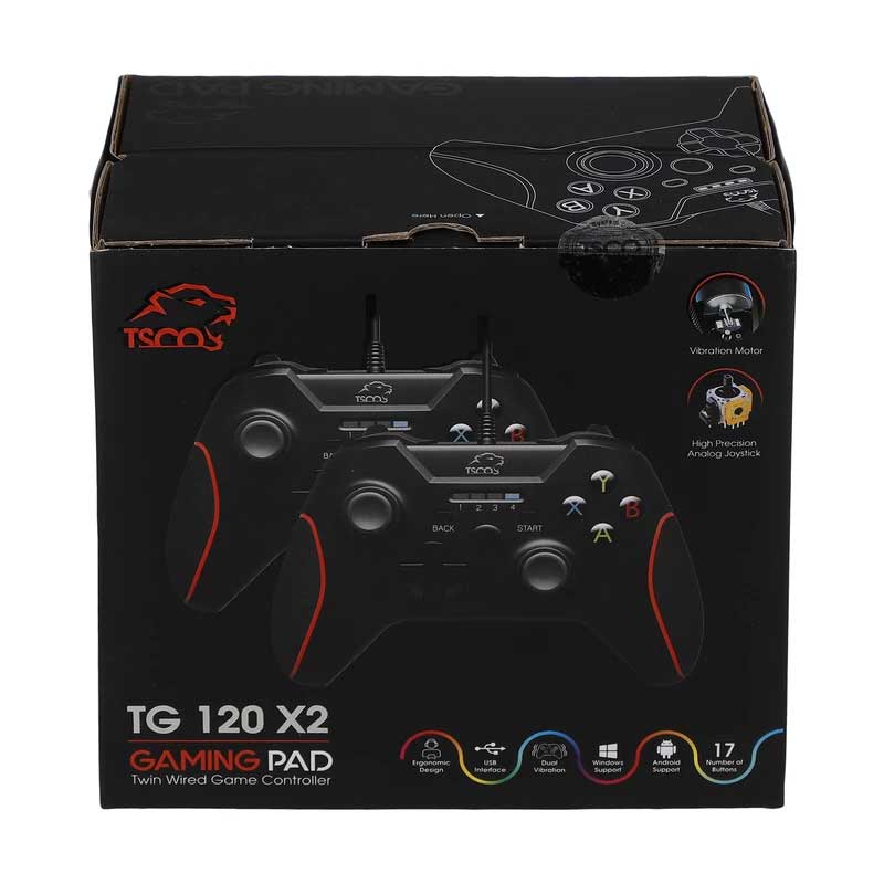 دسته بازی دو تایی تسکو مدل GAME PAD TSCO TG-120 X2 ا Tsco TG-120 X2 Double GamePad — تصویر 2