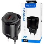 شارژر دیواری فست شارژ Verity AP-2125 2Port 3A QC3.0 PD 20W + کابل تایپ سی ا Verity AP-2125 2Port 3A — تصویر 2