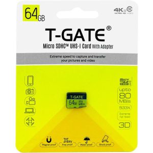 رم میکرو 64 گیگ T-GATE مدل U3 80MB/s 533X