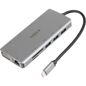 هاب USB-C هیسکا 11 پورت مدل HR-55 ا Hiska USB-C Hub HR-55 with 11 Ports — تصویر 3