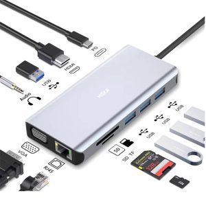هاب USB-C هیسکا 11 پورت مدل HR-55 ا Hiska USB-C Hub HR-55 with 11 Ports — تصویر 2