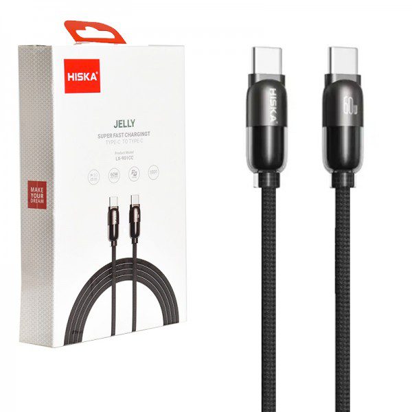 کابل-تایپ-سی-به-تایپ-سی-type-c-to-type-c-هیسکا-hiska-طول-1-متر-مدل-lx-901cc کابل دوسر تایپ سی هیسکا مدل LX-901CC