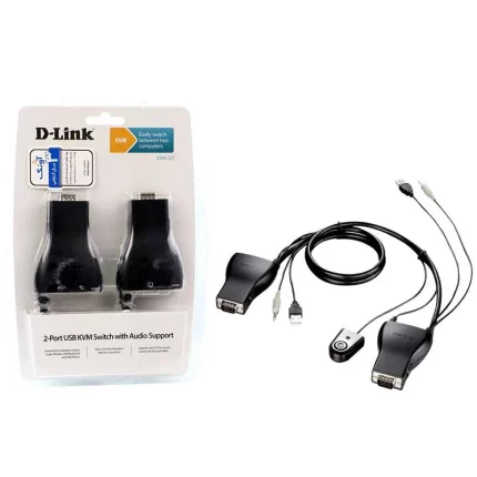 سوییچ دی-لینک مدل 2 پورت KVM-222 با جک 3.5 میلی‌متری صدا