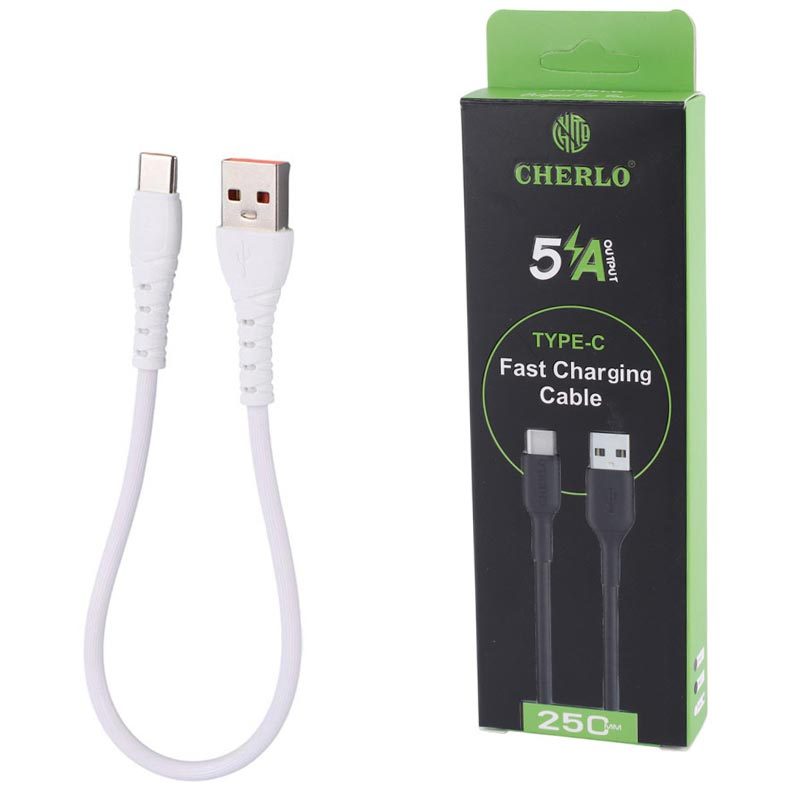1740929383_wzfredcle کابل کوتاه تایپ سی فست شارژ Cherlo CH-TC-SM10 5A 25cm — تصویر 3