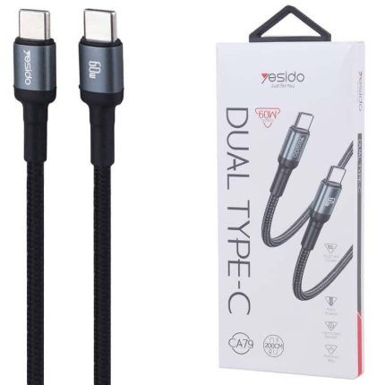 کابل تبدیل فست شارژ Yesido CA79 Type-C to Type-C 60W 2m — تصویر 3