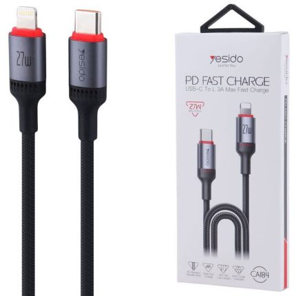 کابل تبدیل فست شارژ Yesido CA184 Type-C To Lightning 3A PD 27W 2m کد 8801 - سیکاس کالا کابل تبدیل فست شارژ Yesido CA184 Type-C To Lightning 3A PD 27W 2m — تصویر 5