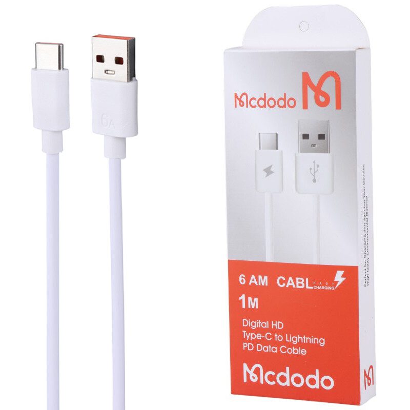 1753691823_0mefd7ezr کابل تایپ سی فست شارژ Mcdodo 6A 1m — تصویر 4
