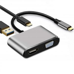 هاب 4 پورت تایپ سی مدل Type-C To HDMI / VGA / PD / USB دیتک — تصویر 4