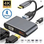 هاب 4 پورت تایپ سی مدل Type-C To HDMI / VGA / PD / USB دیتک — تصویر 2