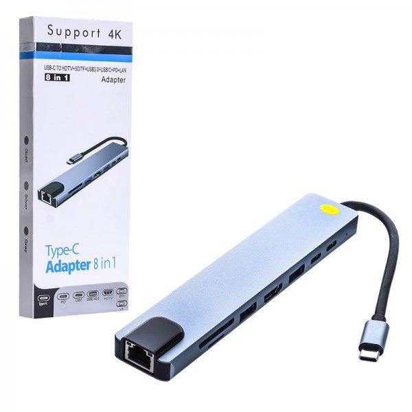 هاب-6-پورت-و-رابط-تایپ-سی-رم-ریدر-کی-لینک-klink-مدلk-1179 هاب 8 پورت USB-C مدل BYL-2017L