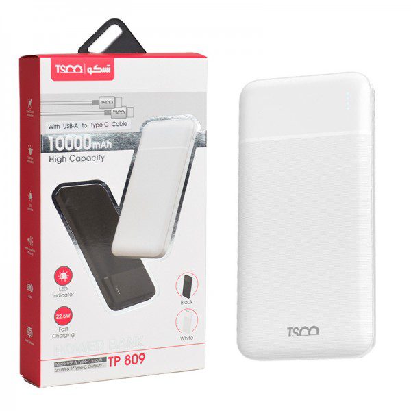پاوربانک-تسکو-tsco-مدل-tp-809-ظرفیت-10000mah پاور بانک تسکو مدل TP 809 با ظرفیت 10000 میلی آمپر ساعت کد 8935-8936