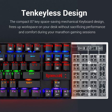 سیکاس کالا کیبورد گیمینگ ردراگون مدل K552 KUMARA RGB (سوئیچ آبی) کد 9108
