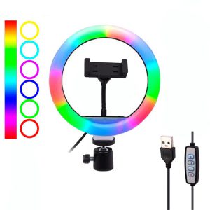 رینگ لایت 8 اینچ RGB LED MJ20 — تصویر 2