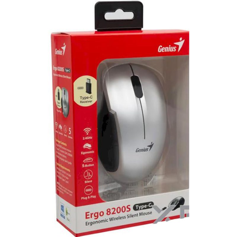 ماوس بی سیم با دانگل Type-C جنیوس مدل Ergo 8200S بی صدا
