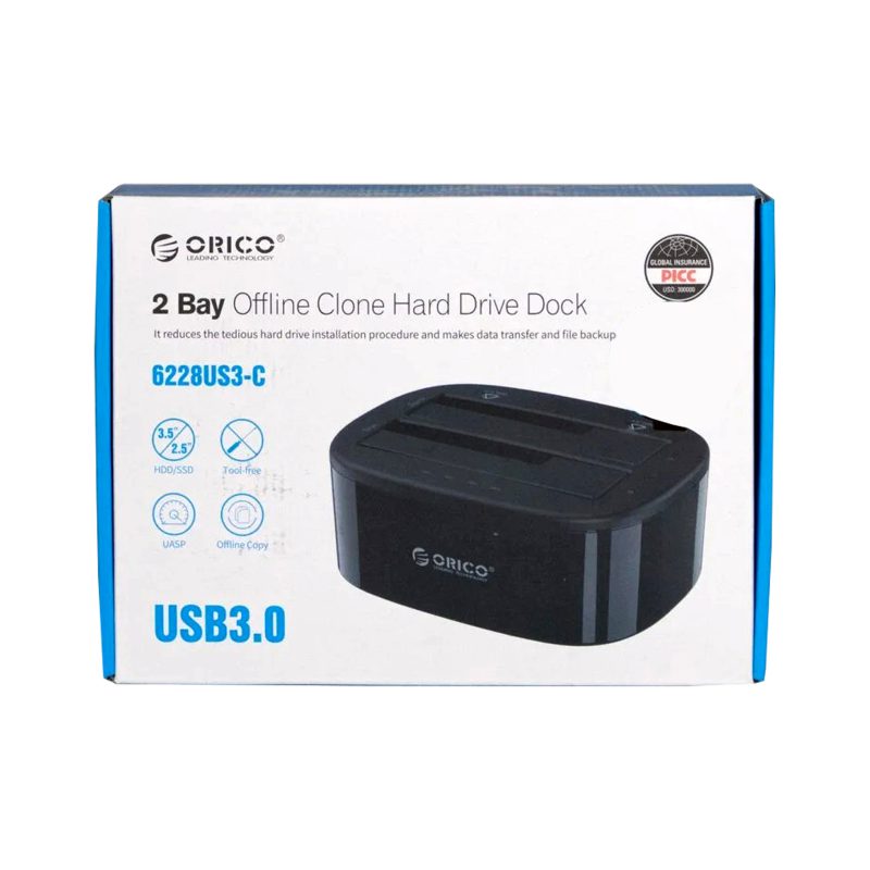 داک هارد اوریکو مدل 6228US3-C دو سینی برای دیسک ۲.۵ و ۳.۵ اینچ — تصویر 3