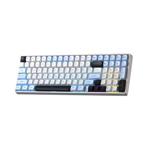 کیبورد بی سیم گیمینگ آئولا AULA S100 PRO BLACK+BLUE+WHITE BROWN SWITCH — تصویر 4