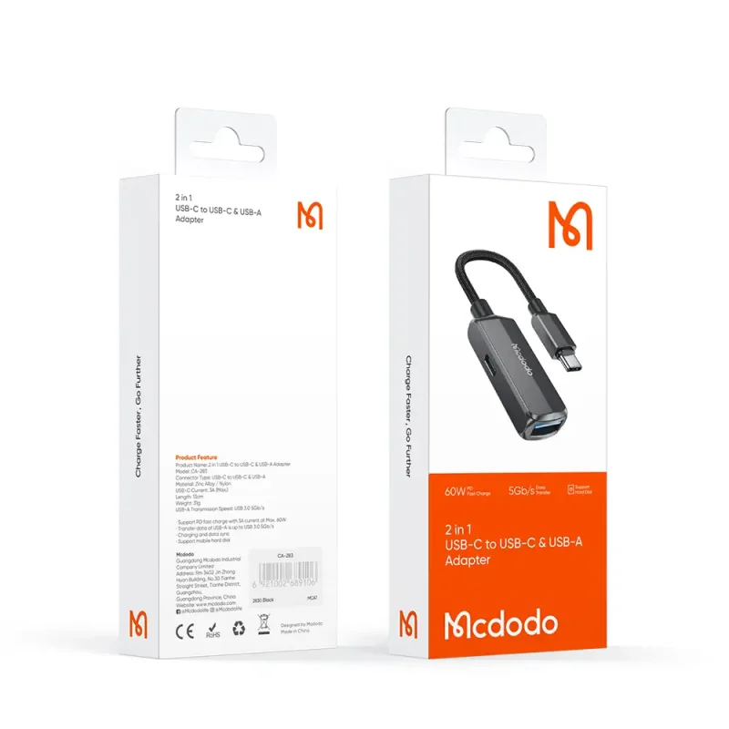هاب تبدیل OTG مک دودو مدل CA-2830 دو کاره USB-C به USB — تصویر 3